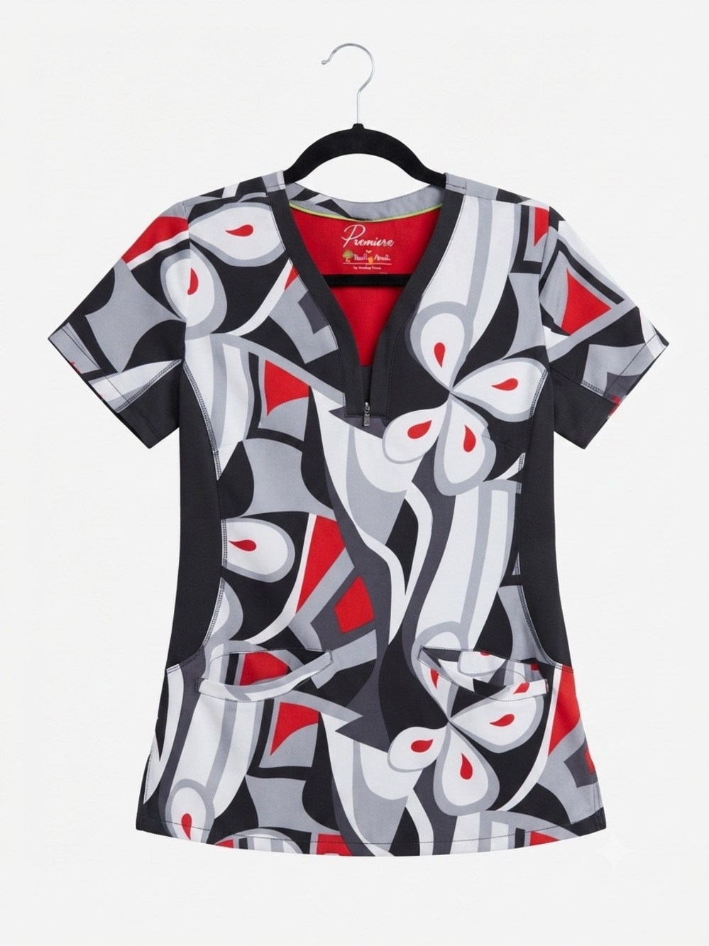 Premiere By Healing Hands Womens Sizr XS Abstract Print Scrub Top.Style 2270A by
